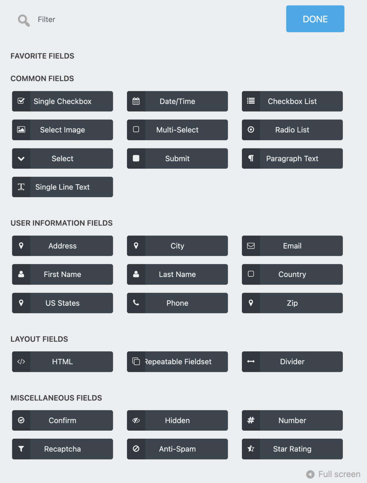 Ninja Forms WordPress plugin. Form Fields overview.