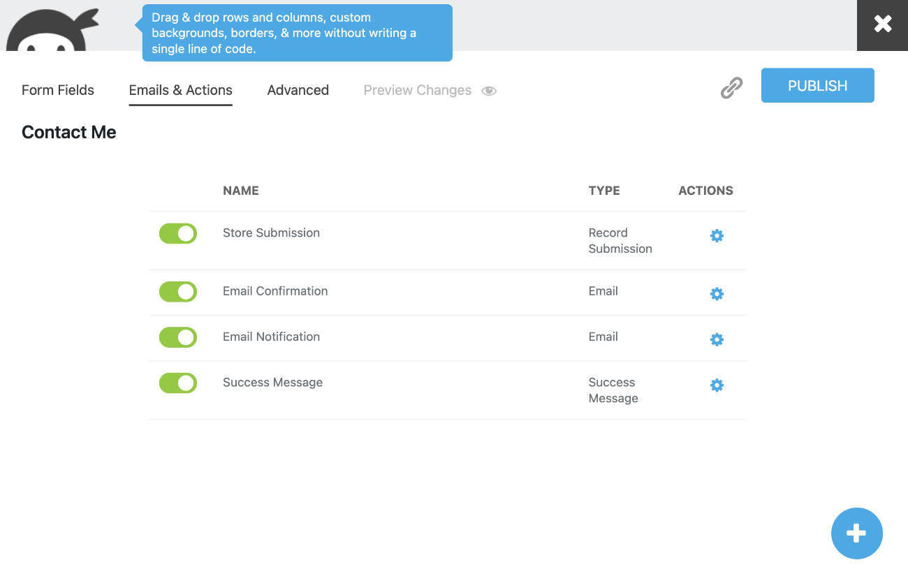 Ninja Forms WordPress plugin. Emails and Actions.