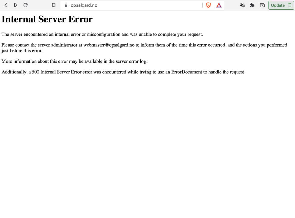 500 Internal Server error in WordPress.