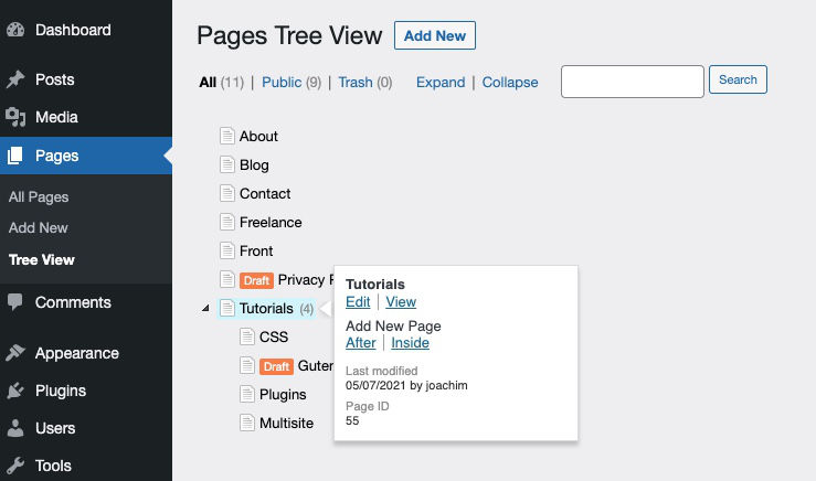CMS Tree Page View WordPress plugin