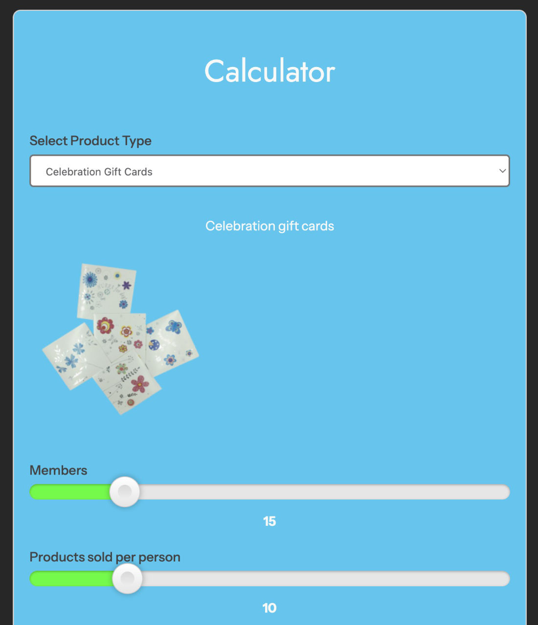 Calculator made in Fluent Forms Pro