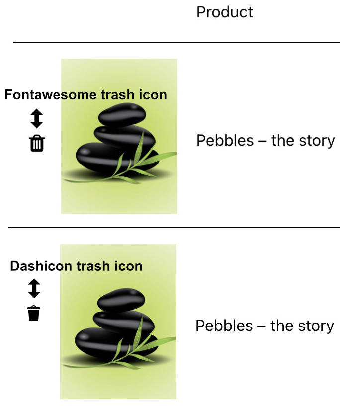 Cart Page: Trash icon in WooCommerce.