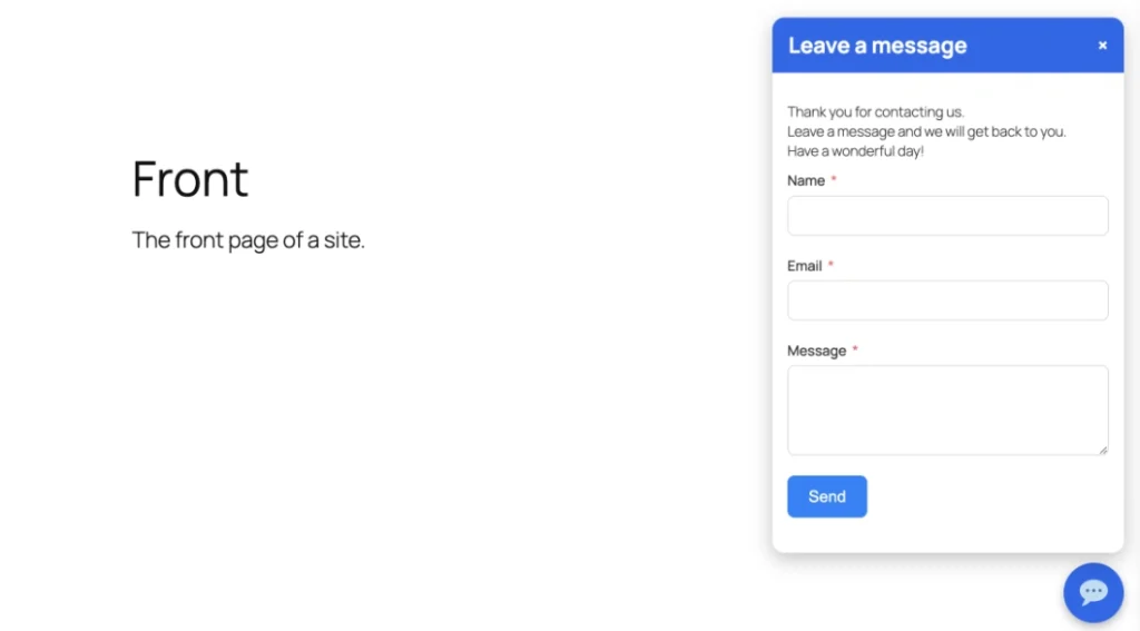 Chat bubble contact form