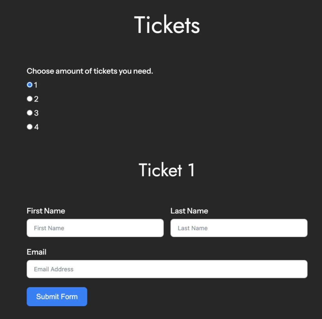 Creating a tickets form with conditionals Fluent Forms WordPress plugin