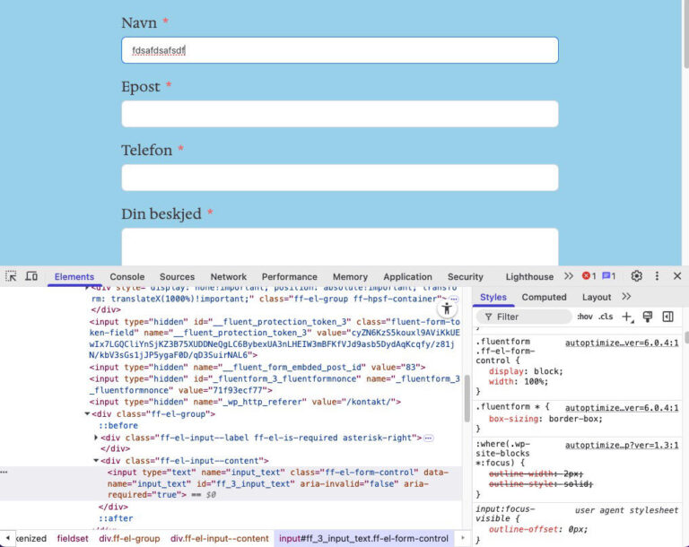 Development Console showing Elements in Brave browser