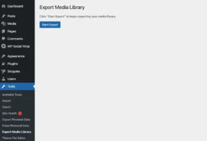 Export Media Library screen