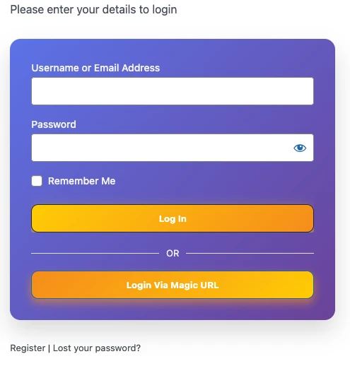 Fluent Auth Security plugin CSS style login screen