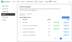 Fluent Forms Pro Migrator Importing forms and entries