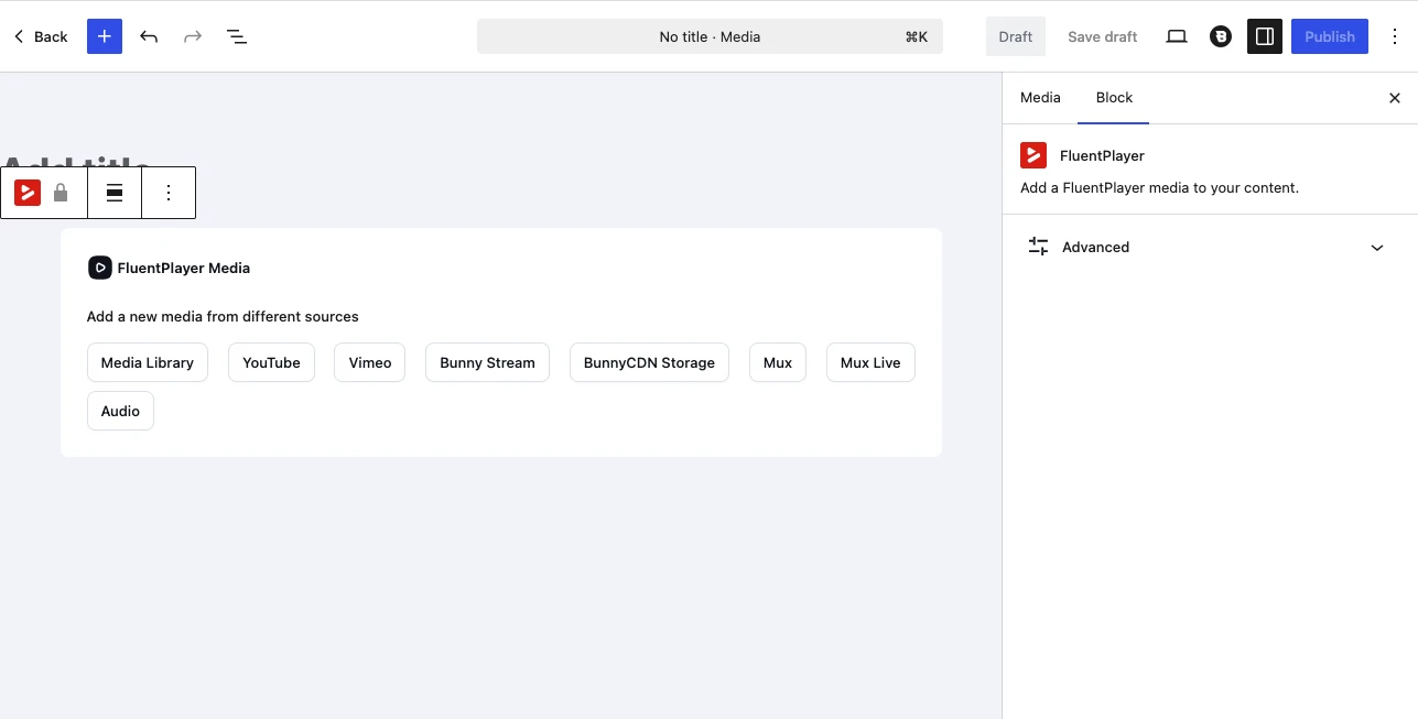 Fluentplayer add media screen