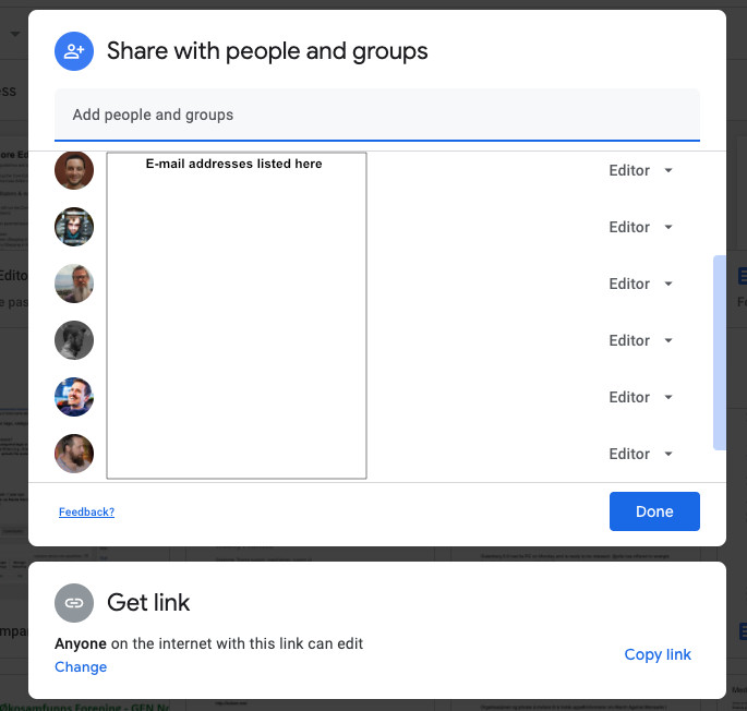 Google Document: Share with people and groups