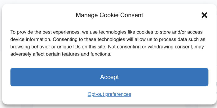 Manage Cookie Consent banner. Complianz WordPress Privacy plugin.