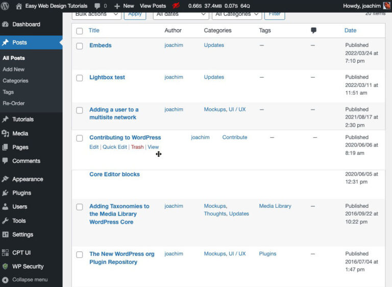 Drag and drop page ordering in a tree page view WordPress - Easy Web ...