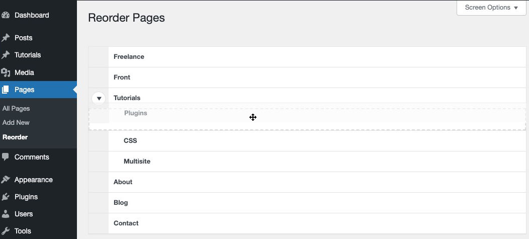 Drag and drop page ordering in a tree page view WordPress - Easy Web ...