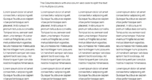 The Columns block with text flowing into additional columns