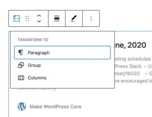 Transform WordPress Embed to Paragraph Block (text link).