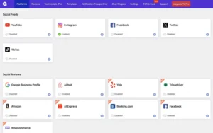 WP Social Ninja Platforms screen
