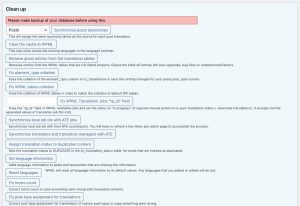 WPML support troubleshooting Clean up section WordPress plugin