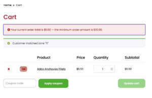 Define WooCommerce minimum order amount - cart page