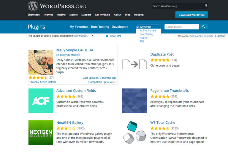 WordPress Plugin Repository mockup suggestion which also includes filtering.