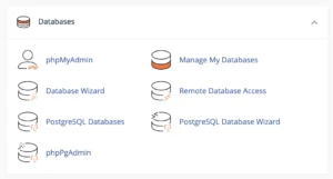 cPanel Databases section